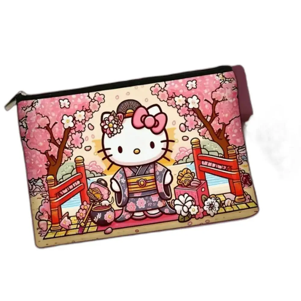 Hello Kitty Geisha Girl Japanese Garden Unlined Fabric Canvas Makeup Utility Bag